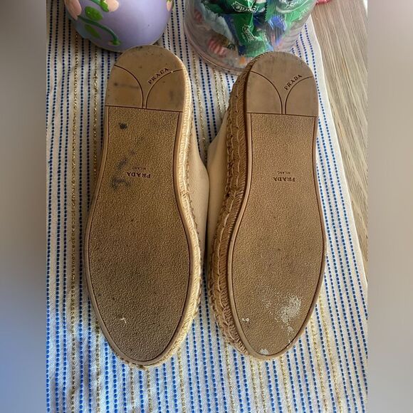 PRADA Espadrille Platform Sneakers in White Leather Sz 37 - Picture 6 of 11